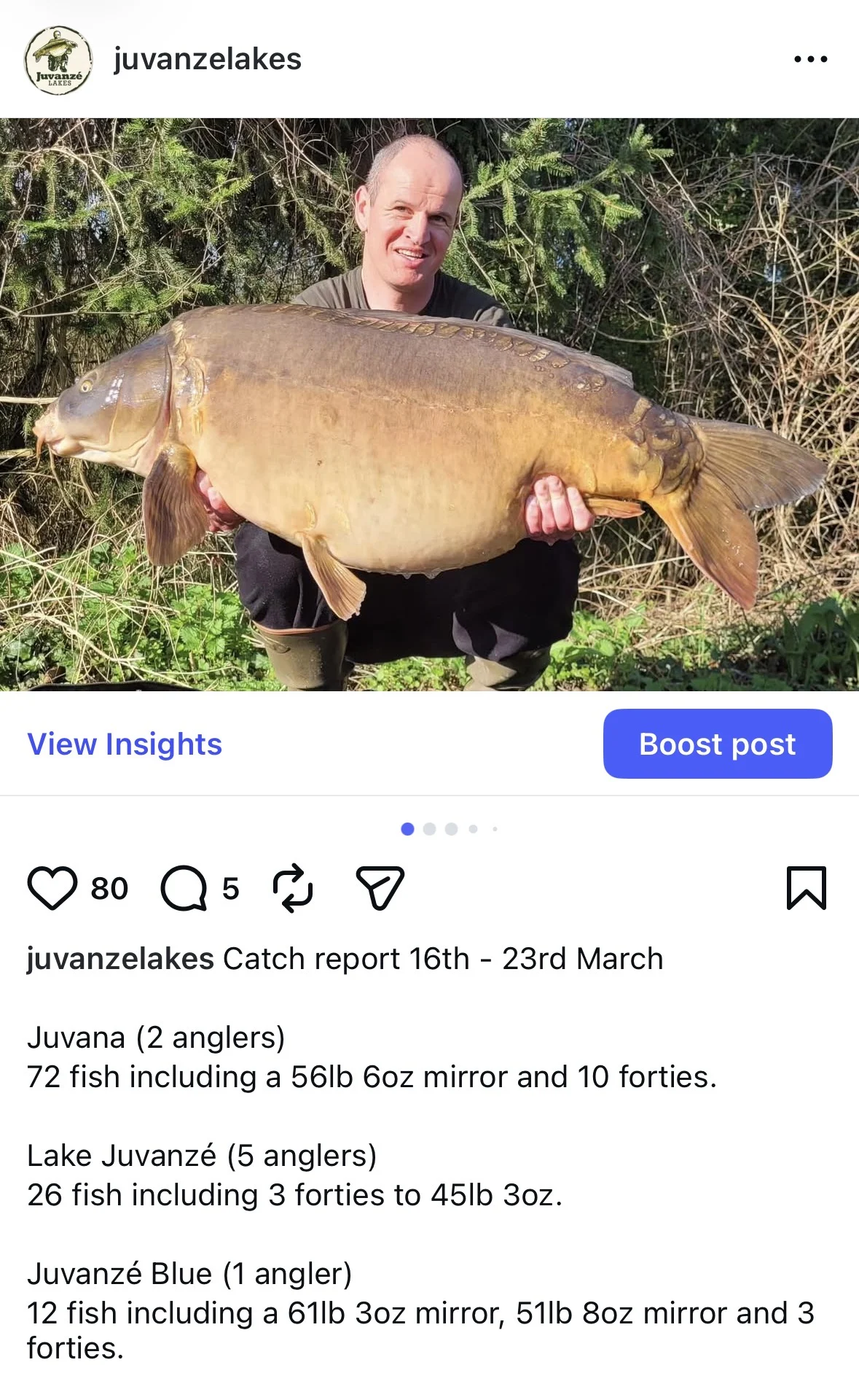 Catch report 16th-23rd March - Juvana 72 fish including a 56lb 6oz mirror